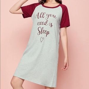 New Gray T-shirt Nightgown All You Need Is Sleep​